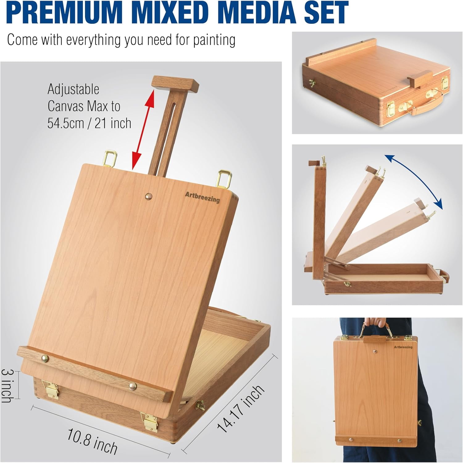 Mixed Media Art Set,55 Pack Painting Supplies Kit with Tabletop Sketch Box Easel and Various Accessories,Complete Set for Students Artists Beginners