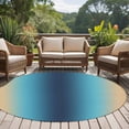 thumbnail image 4 of Round Rugs 5Ft, Blue Teal Yellow Ombre Round Area Rug Washable Indoor Throw Carpet, Farmhouse Modern Gradient Art Soft Non Slip Circle Rug for Cabinet Bathroom Home Decor Aesthetic, 4 of 8