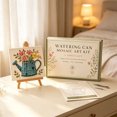 thumbnail image 4 of Watering Can Wildflower Mosaic Art DIY Kit for Adult Beginners,3.5in Handmade Glass Tile Mosaic Craft Set With Wooden Display Stand,Garden Floral Tabletop Decor Art Kit, 4 of 5