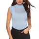 thumbnail image 2 of Top de punto elegante sin mangas con parches en perspectiva azul para citas nocturnas, talla M, 2 of 8