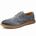 thumbnail image 3 of Black Suede Wingtip Brogue Casual Oxford Shoes with Beige Rubber Sole for Men, 3 of 5