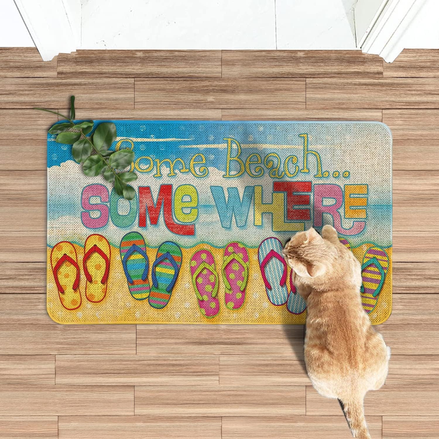 Summer Flip Flops Door Mat 30 X 17 Inch Some Beach Some Where Doormat Indoor Outdoor Entrance Floor Mat Non Slip Spring Summer Decor Rubber Welcome Mats
