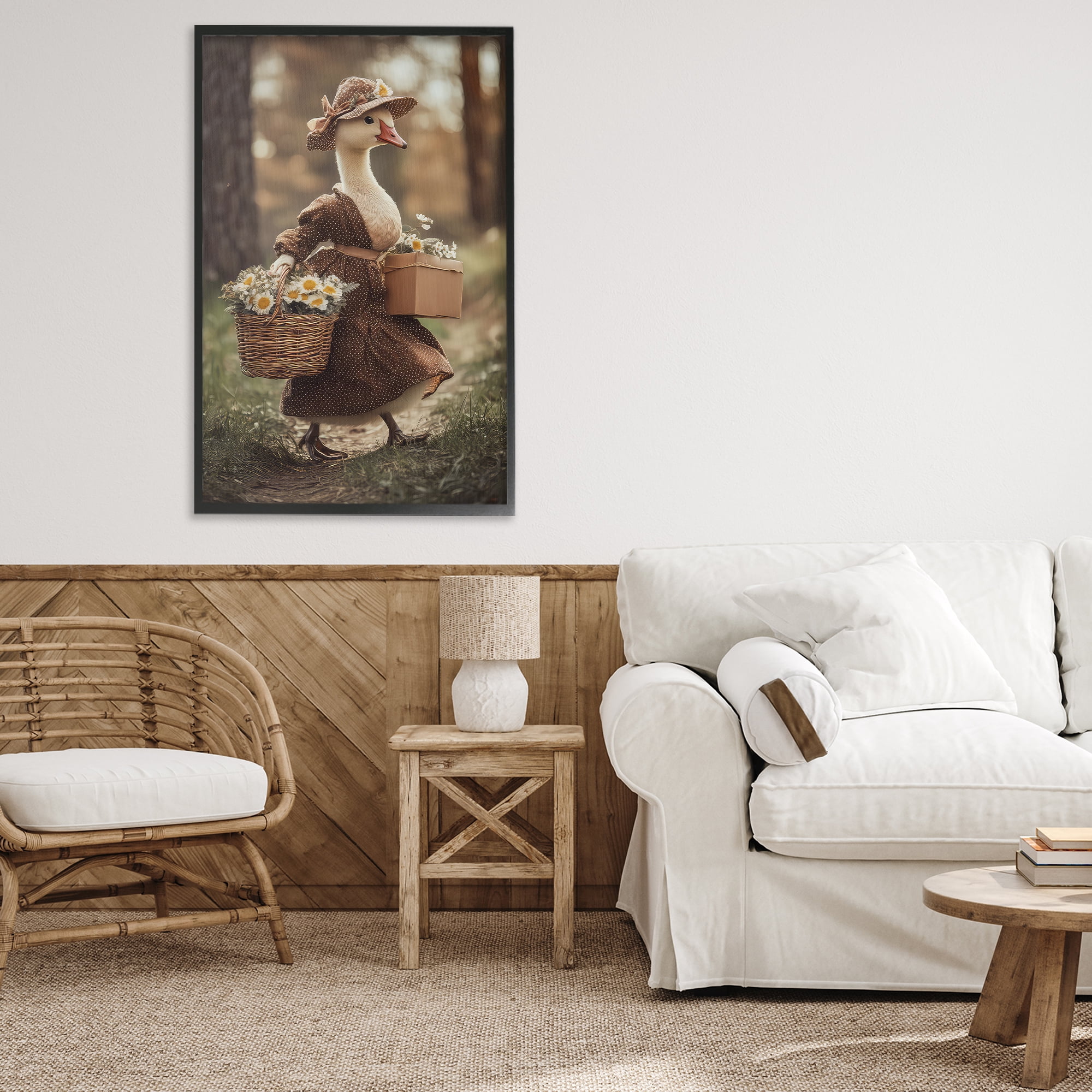 Stupell Industries Mother Goose with Flowers Black Framed Giclee Art, design by The Wands Want