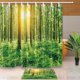 thumbnail image 1 of Cortina de ducha ABPHQTO Tropical Rainforest Decor Wildlife Spring Forest 160x180 cm con piso Felpudo Alfombras de baño 40x60 cm, 1 of 1