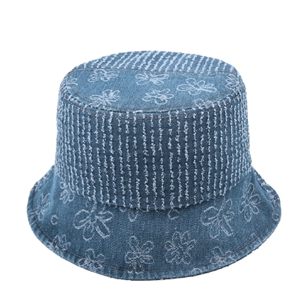 Sombrero de pescador vaquero con flores, circunferencia de 56-58 cm, sombrero de lavabo con sombrilla de verano para mujer, sombrero protector solar