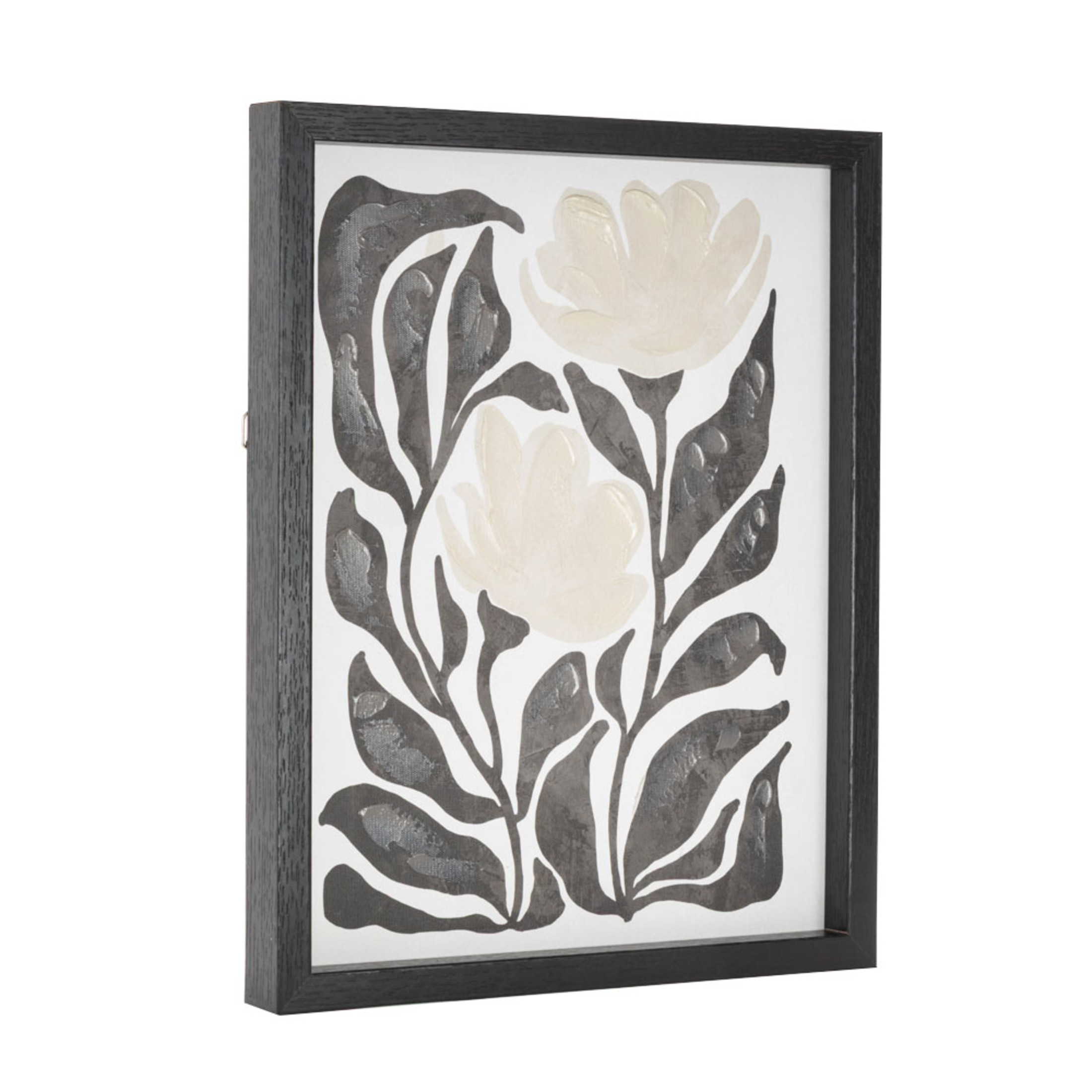 14" x 11" Floral Framed Wall Art with Black Stems and Leaves, by DecMode