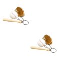 thumbnail image 3 of Toystoory 3 piezas de llavero de béisbol artificial pequeño guante de murciélago de llavero Prop suministros deportivos regalo niños Caqui 2piezas, 3 of 6