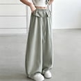 thumbnail image 5 of SJLDQY Girl's Wide Leg Pants Straight Fit Baggy Pants for Girls Casual Elastic Drawstring Waist Trousers with Pockets, 5 of 8