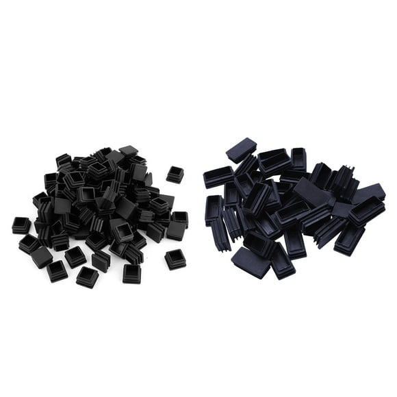 Plastic Blanking End Cap Tubing Tube Inserts 40 Pcs 25mmx50mm Black & 100Pcs 20mm x 20mm