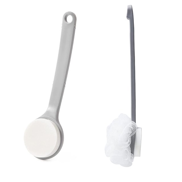 Cepillo de esponja de baño Cepillo de baño Esponja Cepillo de masaje de mango largo con esponja de baño corporal Perfecto para mejorar la circulación sanguínea Masaje contra la celulitis Eliminación d JFHHH pequeña
