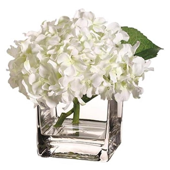 7 in. Hx7 in. Wx7 in. L Hydrangea in Vase White - Pack of 2