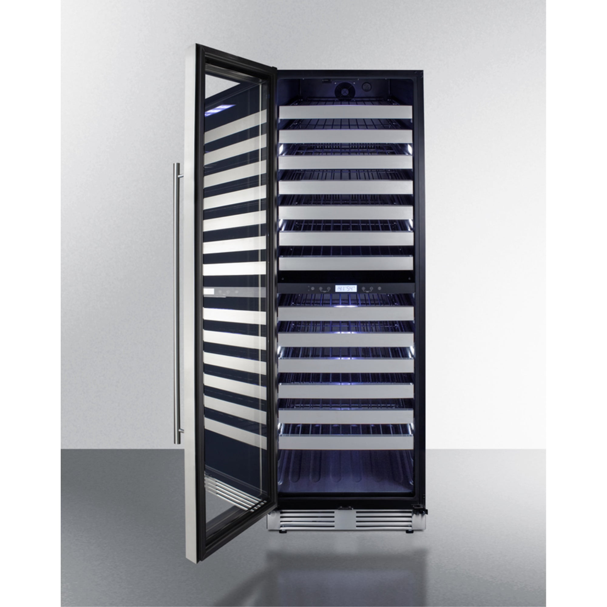 Summit SWCP2163LHD 23.63 in. Wide Left Hinge Glass Door Dual-Zone Wine Cellar - Black