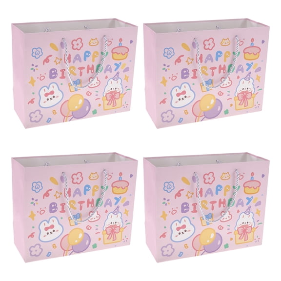 Unique Bargains Cartoon Rabbit Gift Bags Set of 4 Pink