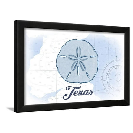 Texas - Sand Dollar - Blue - Coastal Icon Framed Print Wall Art By Lantern