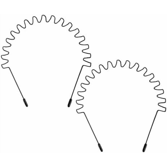 2 Pack Black Metal Wavy Headband, Wired Zigzag Spring Fashion Headwear, Simple Hoop Clips Accessories for Women and Men