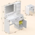 thumbnail image 4 of Vanity Table Set with Mirrors and Adjustable Lights ,Makeup vanity With Power Outlet for Bedroom Dressing Room,White, 4 of 9