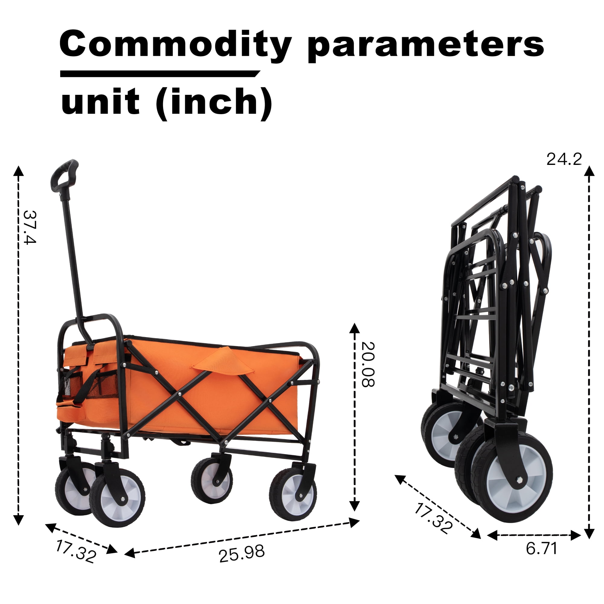 Foldable Wagon Cart Beach Wagon Heavy Duty Utility Cart Utility Wagon Grocery Cart for for Camping