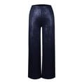 thumbnail image 3 of Dndkilg Womens Sequin Pants High Waisted Wide Leg Sparkle Party Pants Shiny Clubwear Dressy Gold Metallic Flare Dark Blue 3XL, 3 of 5