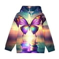 thumbnail image 5 of Sookity Girls Butterfly Print Sweatshirts Kids Funny Graphic Clothes Casual Long Sleeve Shirts Boys Crewneck Pullover Tops with Pockets Multicolor,160 Boys Hoodie, 5 of 6