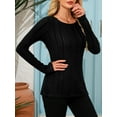 thumbnail image 4 of JYLFC Women Pullover Sweater Crew Neck Loose Fit Lightweight Pullover Black L, 4 of 7