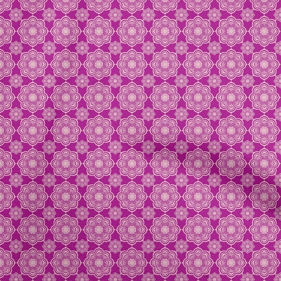 oneOone Cotton Cambric Fuschia Pink Fabric Asian Ornamental Quilting Supplies Print Sewing Fabric By The Yard 42 Inch Wide