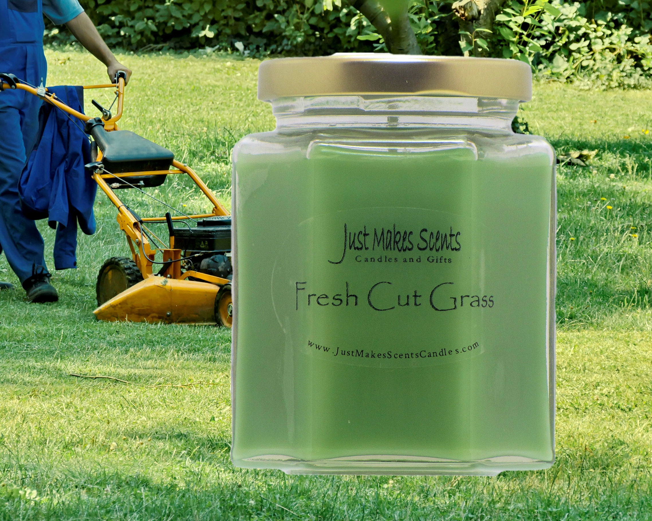 Just Makes Scents 3-Pack Fresh Cut Grass Scented Jar Candles, 8 oz