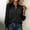 Black, variant on Casual Women Shirt Fall Long Sleeve Satin Blouses Ladies Office Solid Loose Collared Tops White 2XL