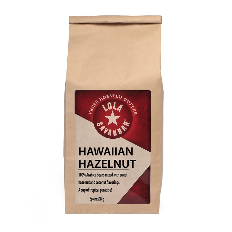 Lola Savannah Hawaiian Hazelnut Whole Bean Coffee - 2lb Bag Of Flavored Caffeinated Gourmet Coffee