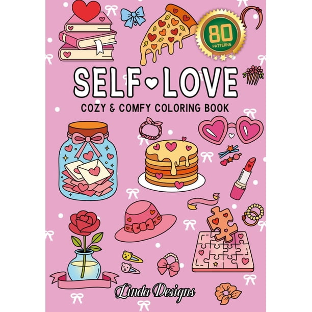 Libro para colorear de amor propio con 80 patrones, publicación independiente