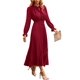 thumbnail image 1 of Vestido PRETTYGARDEN Rojo Vino Midi Plisado con Lunares Suizos Pequeños, 1 of 8
