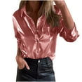thumbnail image 2 of Fznquz Long Sleeve Womens T-Shirts Loose Fitting Pink Plain Shirt Button Down Collar Dressy Blouse Women, 2 of 9