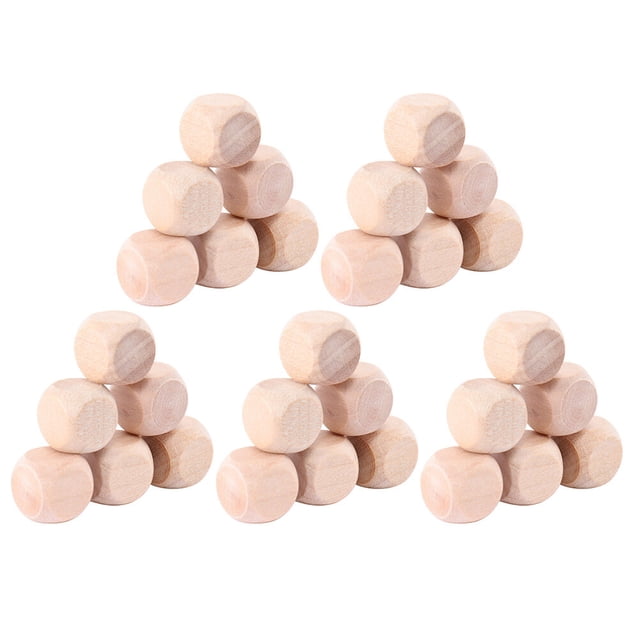 100pcs Wooden Six-sided Blank Dices Square Blocks For Puzzle Game DIY Craft