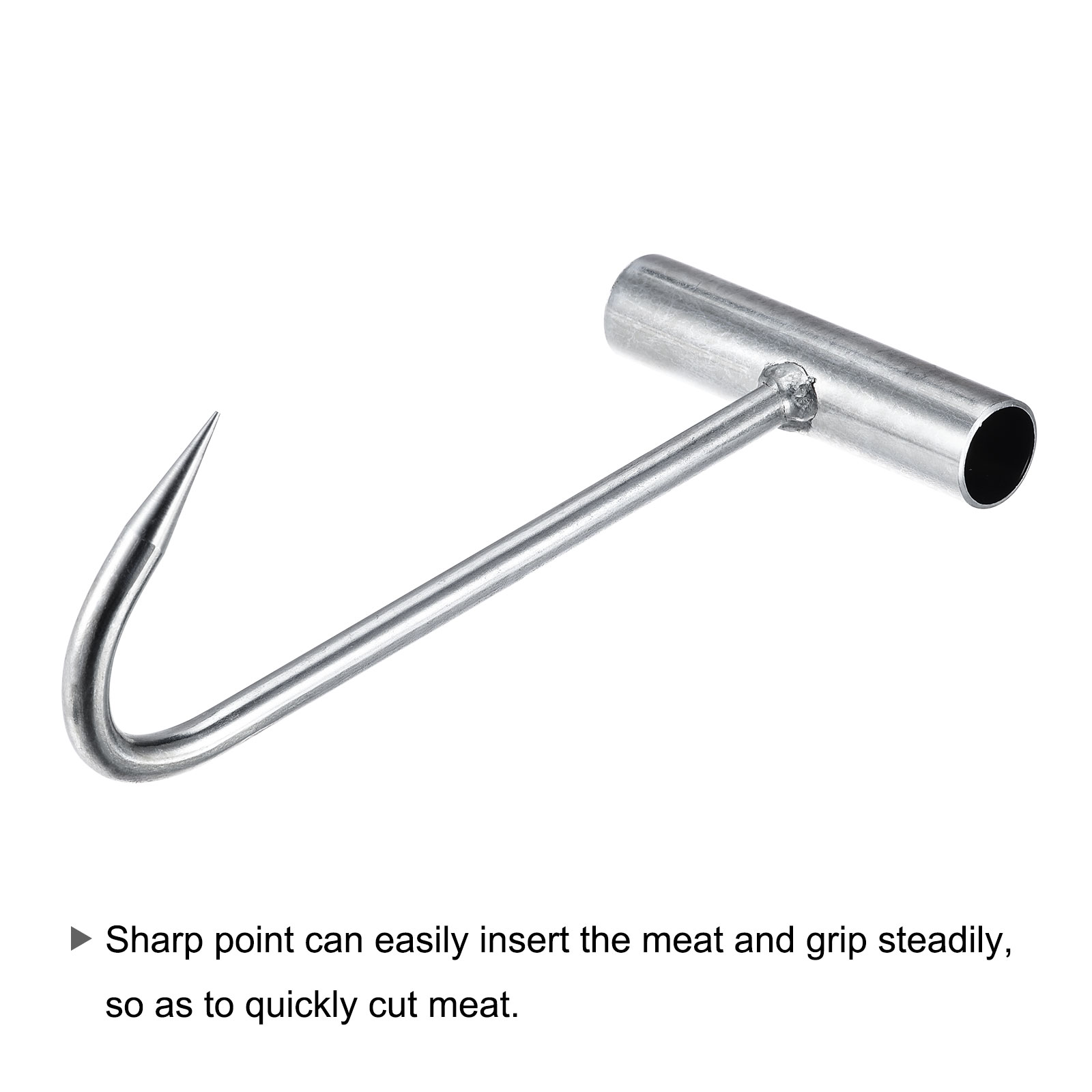 Unique Bargains T-Handle Meat Boning Hook Galvanized T Hooks for Butcher Shop 200mm 1Pc