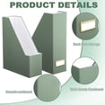 thumbnail image 3 of Sage Green Magazine File Holder Set Of 6 Sturdy Cardboard Desk Organizer With Gold-Tone Label Slots For Home Office Bookshelf, 3 of 7