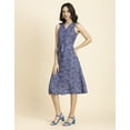 thumbnail image 4 of Moomaya Womens Printed Button Down Midi, Sleeveless Tie-Up Waist Casual Dress, 4 of 9