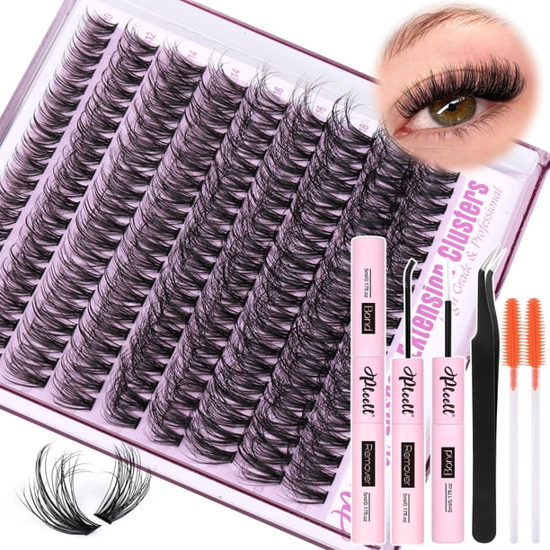 Kit de extensión de pestañas Pleell Fluffy Lash Wispy de 10 a 18 mm, 180 unidades