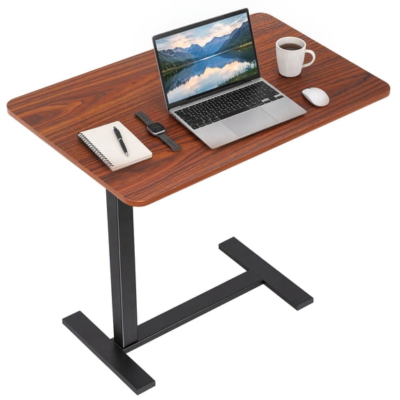 Gianna Bedside table with wheels, adjustable height bedside table for home use, rolling laptop table, mobile standing desk,Rust Brown