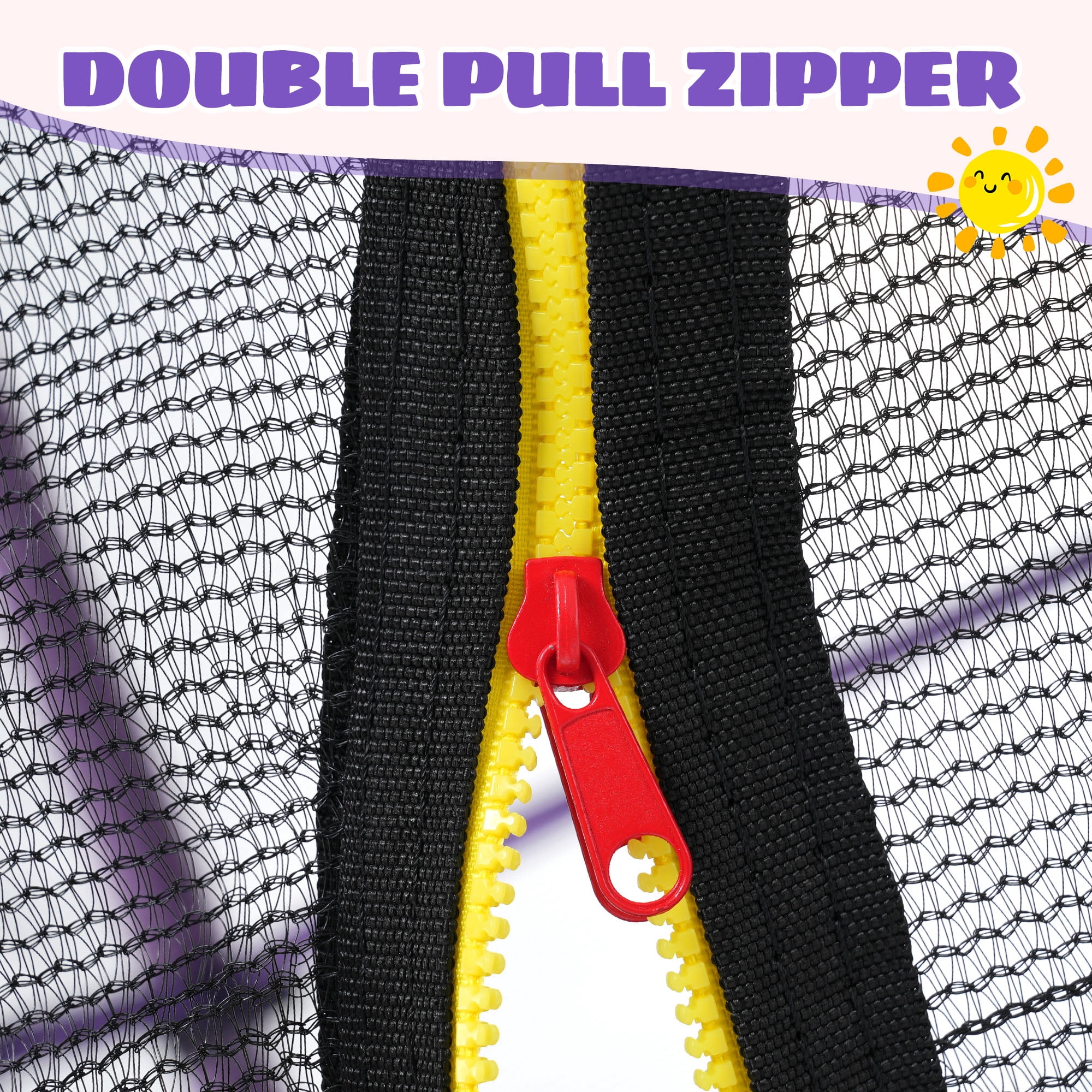 55-Inch Kids Trampoline with Safety Enclosure, Padded Frame & Star Pattern, Purple