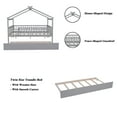 thumbnail image 5 of Bellemave Twin Size House Bed with Trundle Playhouse Platform Bed Wooden House-shaped Bed Frame with Fence Guardrail and Roof Tent Beds for Teens (Gray, Twin Size), 5 of 10