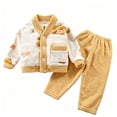 thumbnail image 2 of Amidoa Girls 2 Piece Outfits Fall Winter Clothes Print Fleece Long Sleeve Top and Jogger Pants Kids Clothing Sets Yellow Size 7-8 Years, 2 of 6