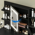 thumbnail image 6 of Dextrus Makeup Vanity Set with LED Lighted Mirror, Makeup Desk with Drawers & Stool, Vanity Table with Hidden Storage Shelves, Makeup Dressing Table Set for Girls,Princess, Black, 6 of 12
