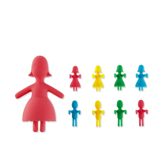 True Zoo Betty Wine Bottle Stopper and 8 Wine Charms - Silicone, Multicolor