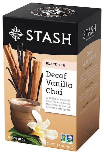 Stash Tea Decaf Vanilla Chai Black Tea Bags, 18 Count