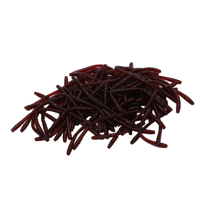 Señuelos de gusano realistas, cebos de pesca de gusano de pan suave (rojo), 1 paquete de 100 Uds.
