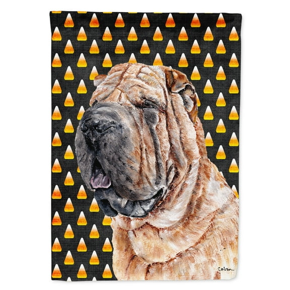 Shar Pei Candy Corn Halloween House Flag