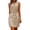 Khaki, variant on Women's Notch V Neck Button Drawstring Waist Ribbed Sleeveless Casual Mini Dresses for Women Daily Summer Effortless Chic Style Wear