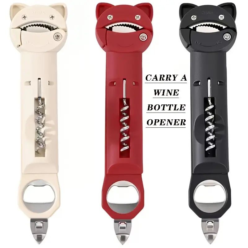 Retractable Magnetic Can Opener 4-in-1 5-in-1 Multifunctional Can And Bottle Opener, Ideal For Seniors With Arthritis Hand Weakness, Practical Kitchen Lid Opening Tool