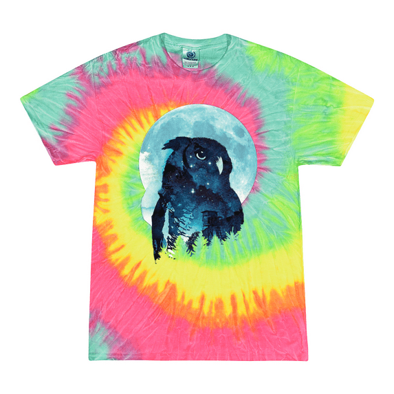 Creepy Winter Beach Night Owl Animal Lover Tie-Dye T-Shirt