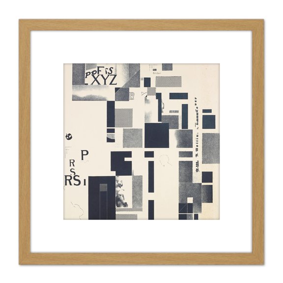 Kurt Schwitters Composite Dada 8X8 Inch Square Wooden Framed Wall Art Print Picture with Mount