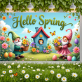 thumbnail image 6 of Colorful Floral Hello Spring Banner Gnome Design Spring Display Butterfly Pattern Easter Egg Decor Gnome Backdrop for Spring Celebration Easter Party Garden Decoration, 6 of 9